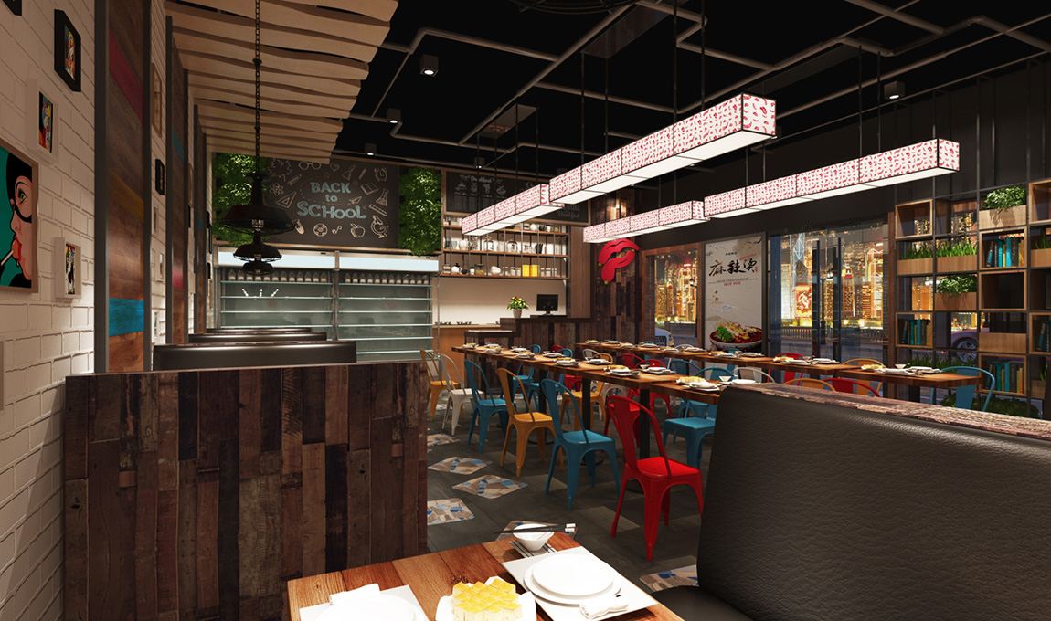 辣妮族麻辣烫_餐饮就餐区空间设计